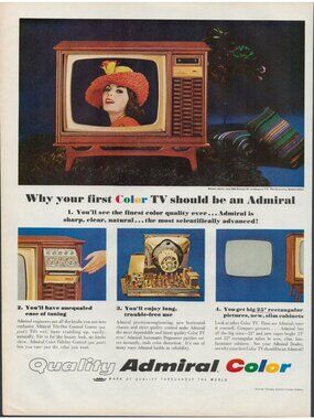 1966 Admiral Color TV Vintage Print Ad (L4)